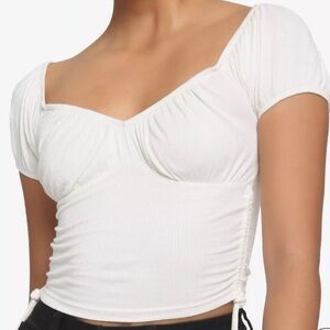 Hot Topic Ivory Side Ruching Girls Crop Top Almost Famous